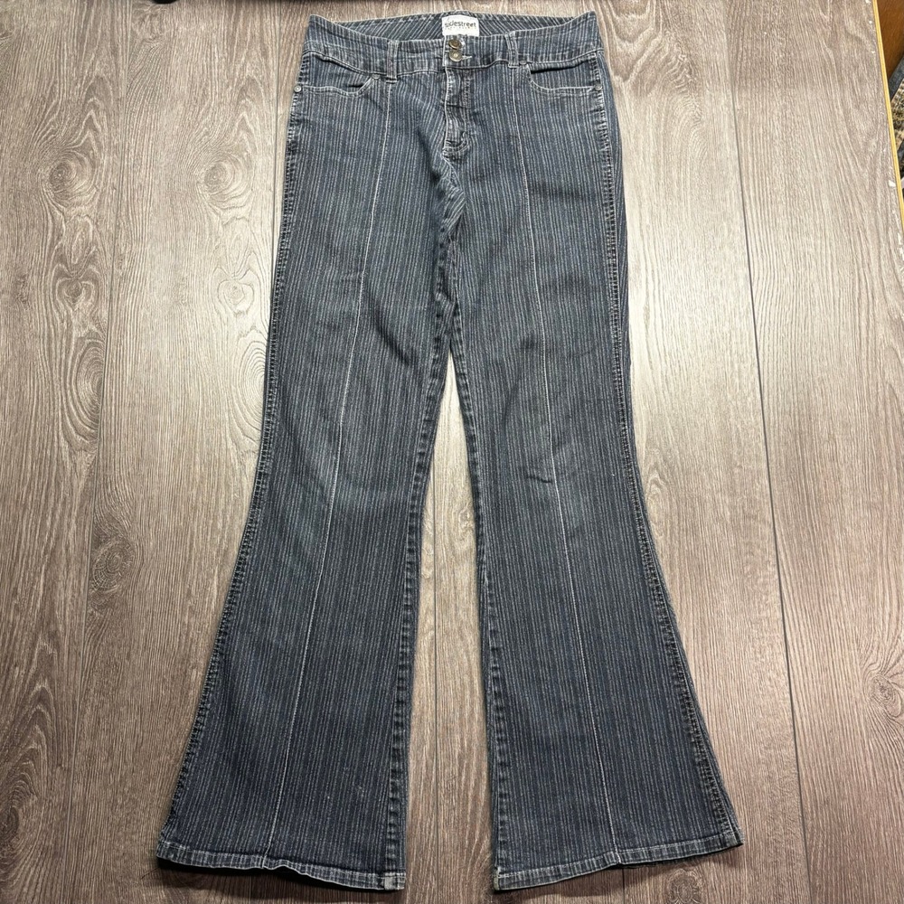 Women’s Gray Pinstripe Flared Jeans